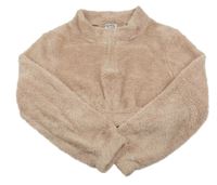 Růžová chlupatá crop mikina OHS