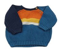 Modro-oranžovo-žluto-bílý svetr zn. F&F