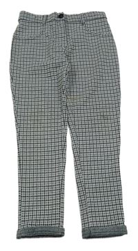 Bílo-černo-modré kostkované teplákové kalhoty 