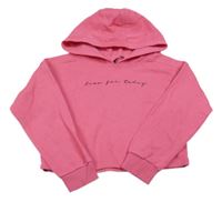 Růžová crop mikina s nápisem a kapucí George