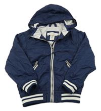 Tmavomodrá šusťáková jarní bunda s kapucí H&M