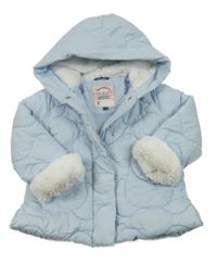 Světlemodrá šusťáková prošívaná zimní bunda s kapucí C&A