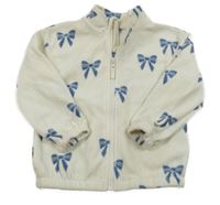 Smetanovo-modrá fleecová propínací mikina s mašlemi Dunnes