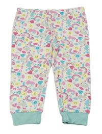 Bílo-barevné pyžamové kalhoty s duhami a smajlíky Topomini