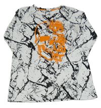 Bílo-černé vzorované triko s lebkou Chapter young