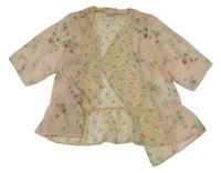 Béžovo-barevný květovaný šifonový cardigan Next