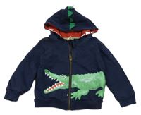 Tmavomodrá propínací mikina s krokodýlem a kapucí Monsoon