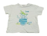 Bílé tričko se zvířátky a nápisy Ergee