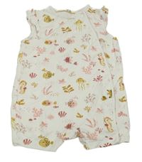 Smetanovo-růžový kraťasový overal s podmořským světem C&A