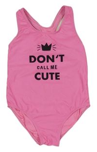 Růžové jednodílné plavky s nápisem a korunkou Kiki&Koko