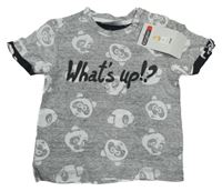 Nové - Šedé tričko s pandami a nápisem Ergee