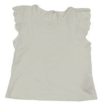 Bílé tričko s volánky s madeirou PRIMARK