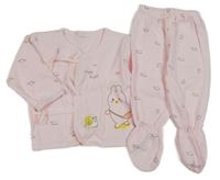 2set - Světlerůžové propínací triko s králíčkem a šneky + polodupky