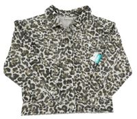 Nové - Béžovo-khaki-černá riflová bunda s leopardím vzorem Matalan