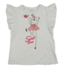 Bílé tričko s dívkou a volánky