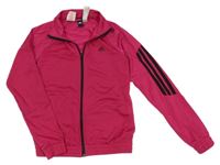 Fuchsiovo-černá propínací sportovní mikina s logem Adidas