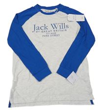 Nové - Šedo-modré triko s nápisem Jack Wills