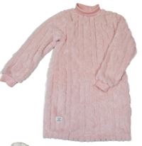 Růžová plyšová vzorovaná oversize mikina 