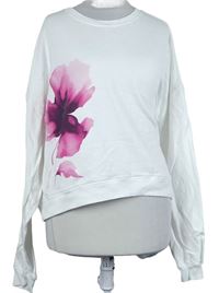 Dámská bílá crop oversized mikina s květem River Island 