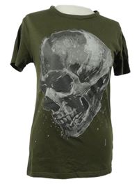 Pánské khaki tričko s lebkou Pep&Co