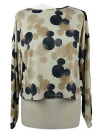 Dámské béžovo-černo-smetanové žebrované triko s Mickeym Disney 