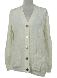 Dámský bílý vzorovaný propínací svetr Red Baron 