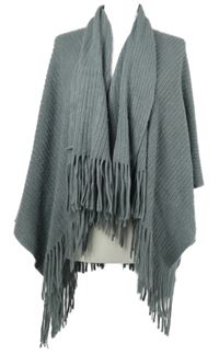 Dámský šedý svetrový pléd s třásněmi C&A