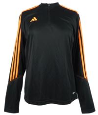 Dámská černá sportovní funkční mikina s oranžovými pruhy Adidas 