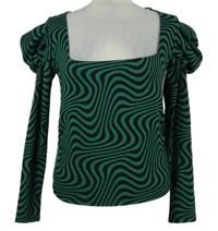 Dámský zeleno-černý vzorovaný svetr Zara 