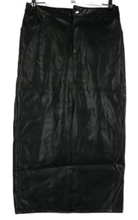 Dámská černá koženková midi sukně 