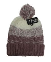 Nové - Dámská vínovo-bílá pletená čepice s bambulí Thomas Calvi 