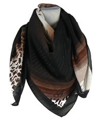 Dámský černo-hnědý vzorovaný šátek 