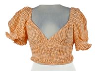 Nové - Dámská oranžovo-bílá kostičkovaná crop halenka Primark 