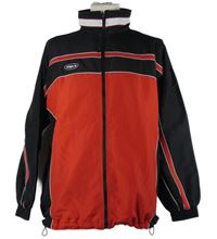 Pánská červeno-černá sportovní šusťáková bunda s pruhy 