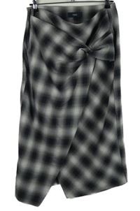 Dámská šedo-tmavomodrá kostkovaná midi sukně Next 