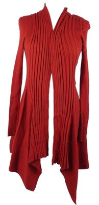 Dámský červený žebrovaný svetrový cardigán M&S