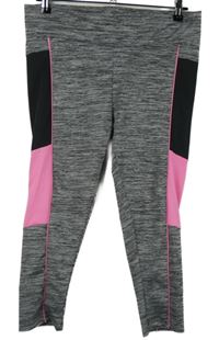 Dámské šedo-černo-růžové melírované sportovní capri legíny Ergee 