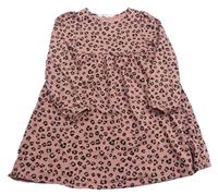 Růžové bavlněné šaty s leopardím vzorem zn. H&M