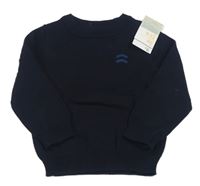 Tmavomodrý lehký svetr s výšivkou Primark