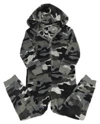 Šedá army chlupatá kombinéza s kapucí M&S