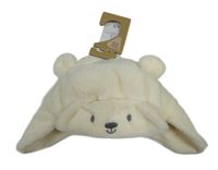 Smetanová kožešinová čepice s medvědem Nutmeg