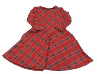 Červeno-černo-stříbrné kárované šaty 