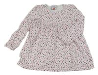 Bílé bavlněné šaty s kytičkami a motýlky Topolino