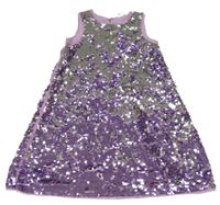 Stříbrno-fialové flitrované tylové šaty H&M