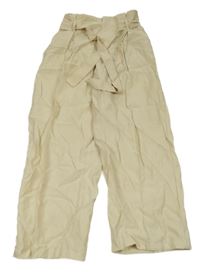 Béžové lehké wide leg kalhoty Zara