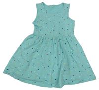 Mintové bavlněné šaty se srdíčky 