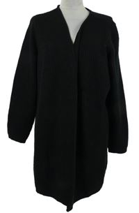 Dámský černý žebrovaný svetrový cardigán