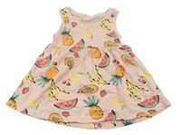 Světlerůžové bavlněné šaty s ovocem Primark