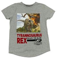 Šedé tričko s dinosaurem - Jurský svět