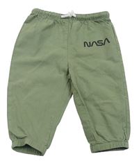 Khaki plátěné cuff kalhoty - NASA 